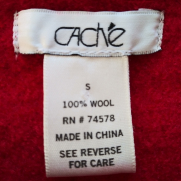 Cache Wool Jacket Red Blazer Lace Up Hook Sz Small - Picture 4 of 8